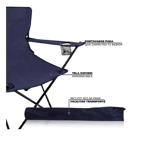Silla plegable para camping Azul.
