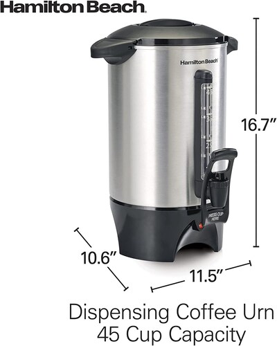 Hamilton Beach 40519 - Urna de café (45 tazas, acero inoxidable)