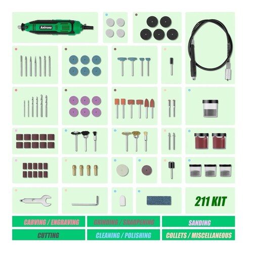 Kit de Mini Taladro Mototool  Tipo Dremel 211 Pzas.