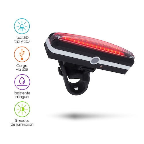 Luz Trasera para Bicicleta LED Recargable Impermeable Redlemon