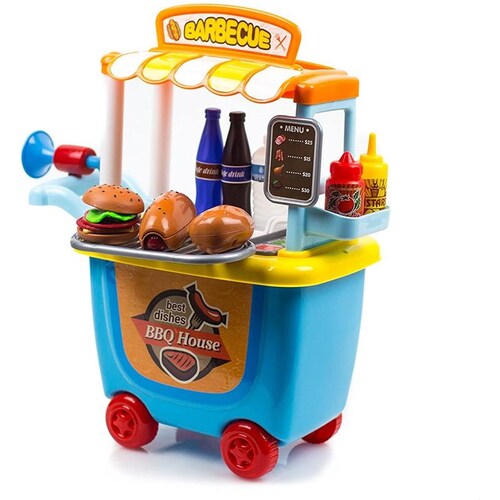 Cocina Carrito De Hamburgesas Juguete 33 Accesorios.