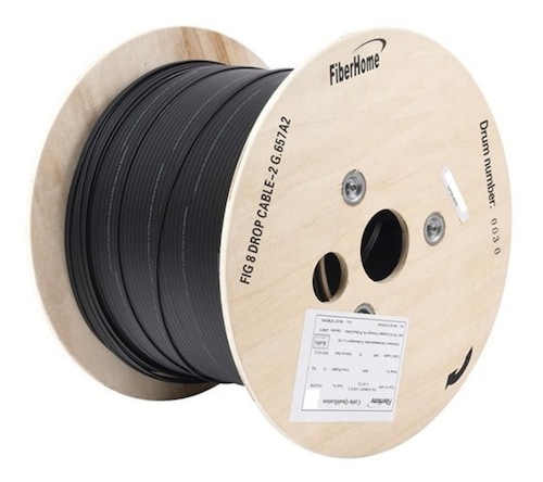 Carrete de 1 km de Fibra Óptica Aérea Mini Figura 8 G.657A2 tipo Drop