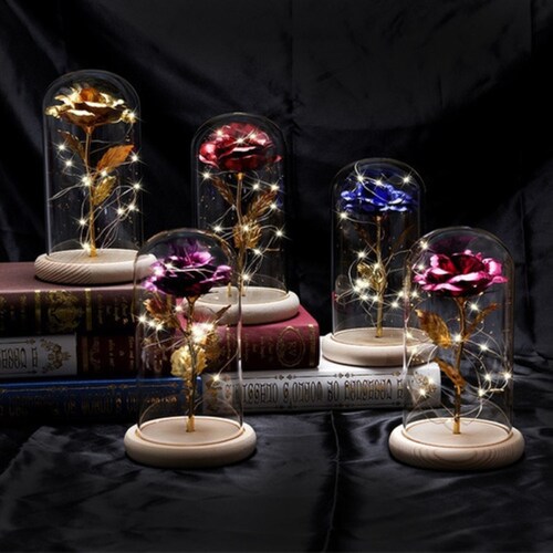 Botella Led Rosa Rosa Eterna Con Luz Botella Led