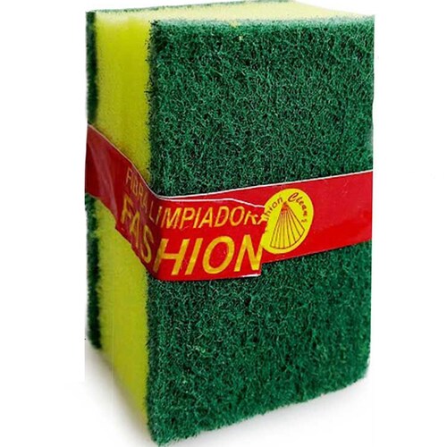 10 Fibra con esponja verde lavar trastes multiusos