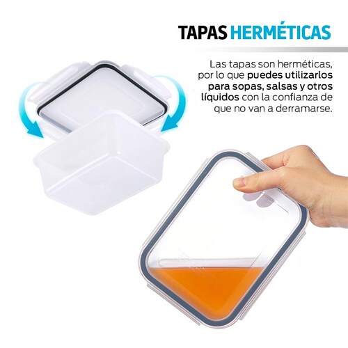 Contenedores para Alimentos Reutilizables Redlemon de Plástico Rígido 16 piezas con Tapa