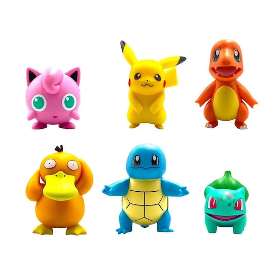 Kit 6 Juguetes Muñecos Pokemon Pikachu, Squirtle, Charizard, Bulbasaur, Jigglypuff, Psyduck