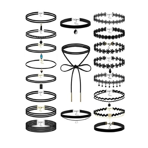 Set  Gargantilla Choker accesorios Collar Black