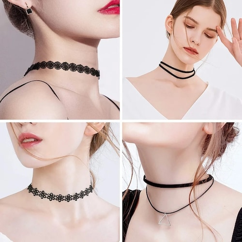 Set  Gargantilla Choker accesorios Collar Black