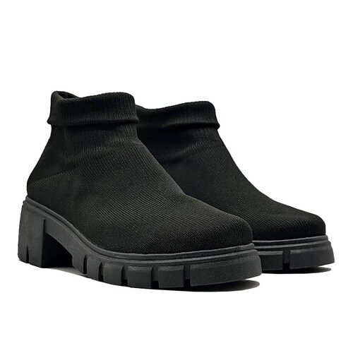 Botines 200 Jesse Love Negros Dama Mujer Niña Tacón Tela Cómodos