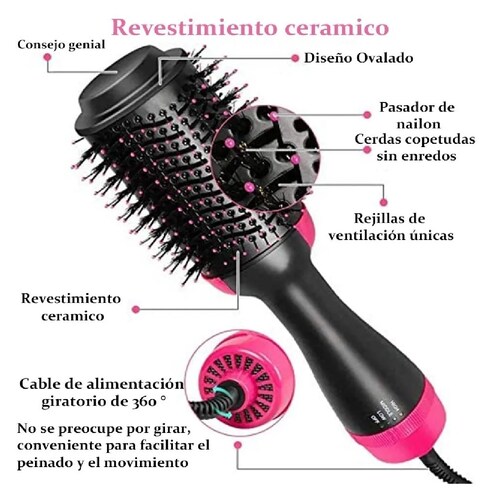 Cepillo Alisador/rizador Y Secador De Cabello Profesional