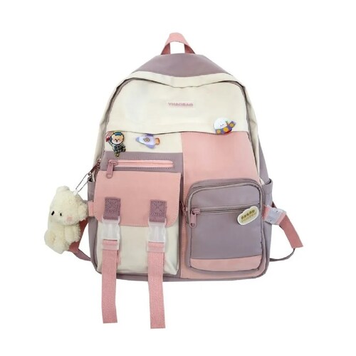 Mochila Versión Coreana De Casual Gran Capacidad Rosa