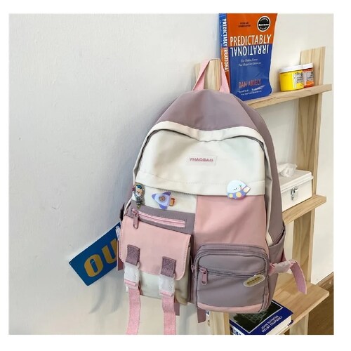 Mochila Versión Coreana De Casual Gran Capacidad Rosa
