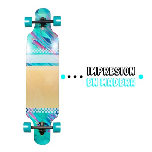 Patineta Longboard De Madera Juvenil Con Lija 104 Cm Verde