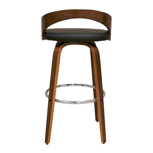 Banco Grotto Madera Fijo Giratorio Grupo Microtec Barra Minimalista Moderno Cocina Bar Restaurante desayunador Piel Negro Chapa Nogal
