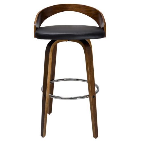 Banco Grotto Madera Fijo Giratorio Grupo Microtec Barra Minimalista Moderno Cocina Bar Restaurante desayunador Piel Negro Chapa Nogal
