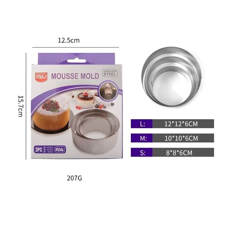 Set 3 Moldes Reposteria acero inoxidable