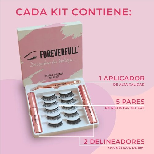 Kit De Pestañas Postizas 3d Magnéticas & Delineador De Ojos