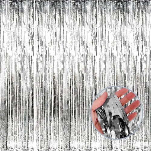 14 Cortina Papel Metalica Fiesta Decoracion Lluvia