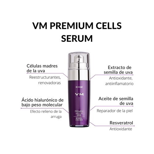 Serum anti edad con células madre, resveratrol y ácido hialurónico 30 ml, KOSEI VM PREMIUM CELLS