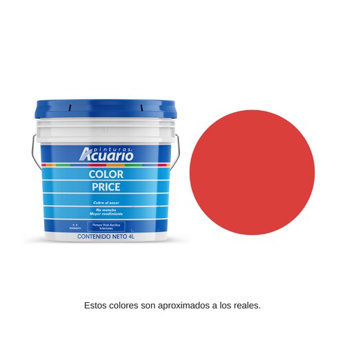 Pintura Color Price Color Rojo Intenso 4 Lt Acuario VA80940