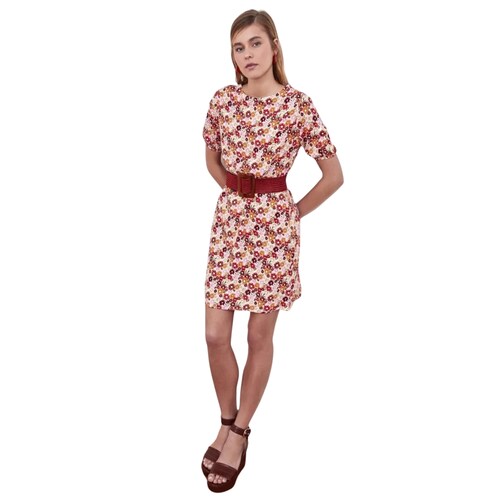Vestido Estampado Floral Multicolor Talla 36 Chica Moda Mujer