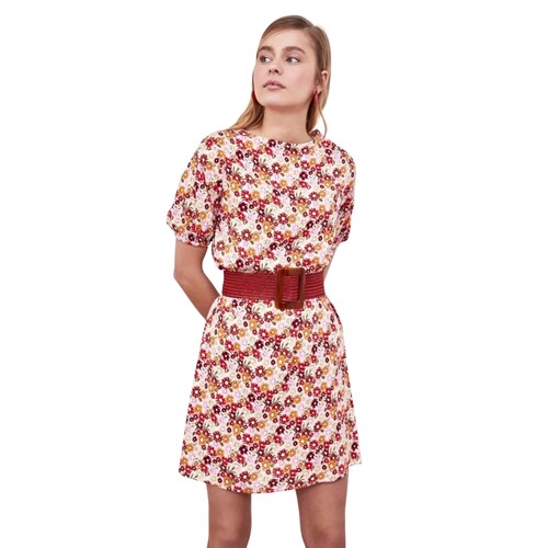 Vestido Estampado Floral Multicolor Talla 36 Chica Moda Mujer