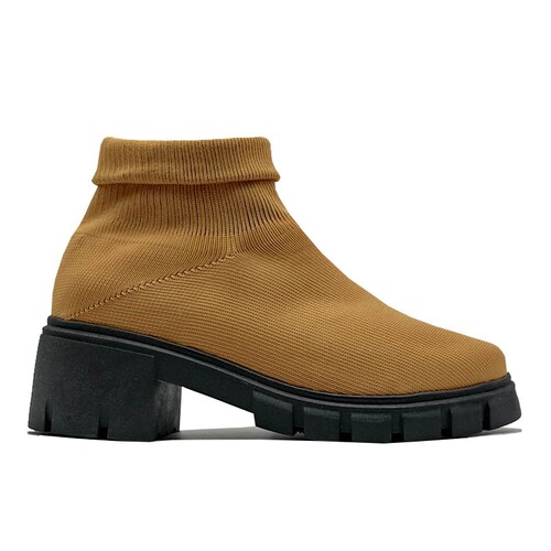 Botines 200 Jesse Love Café Miel Dama Mujer Niña Tacón Tela Cómodos