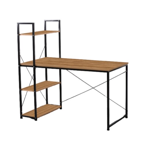 Escritorio Minimalista Moderno De Madera Metal Repisas