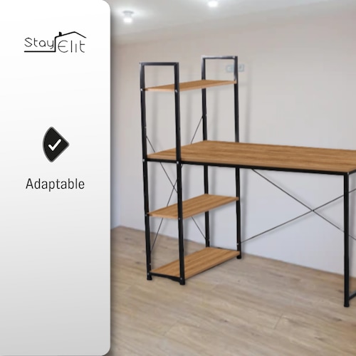 Escritorio Minimalista Moderno De Madera Metal Repisas