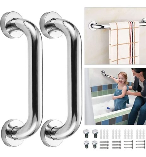 2 Barras Agarradera De Seguridad Baño Apoyo Acero Inox 30 Cm 