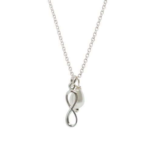 Dije Infinito con Perla Cultivada y Cadena de Plata .925 Por Anante Joyería.