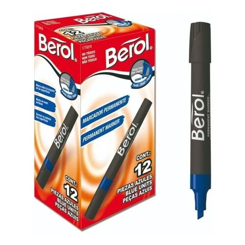 Marcador Permanente Berol Azul 12pzas