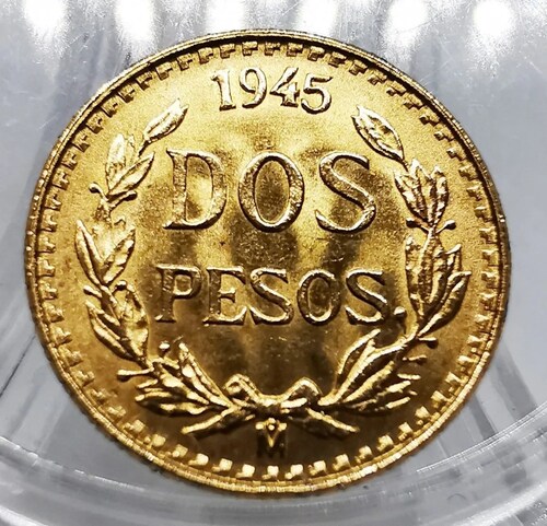 Moneda de oro 2 Pesos oro hidalgo En Su Capsula.