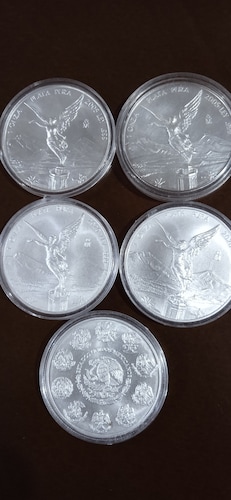 5 monedas onza plata libertad ley .999