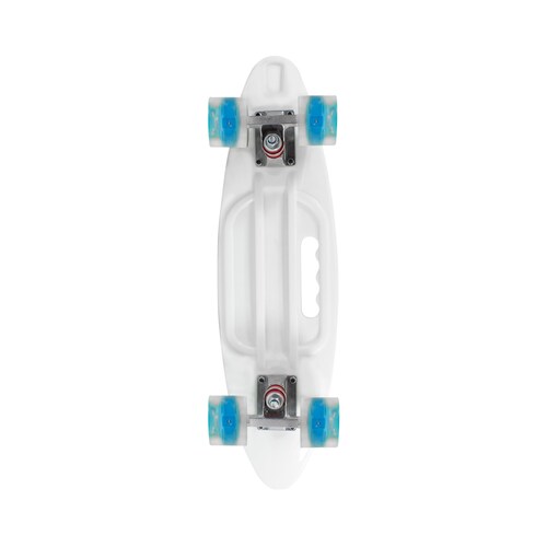 Patineta Skate Penny Surf Agarradera Estampada Ondas Blanco Llantas Luz Led