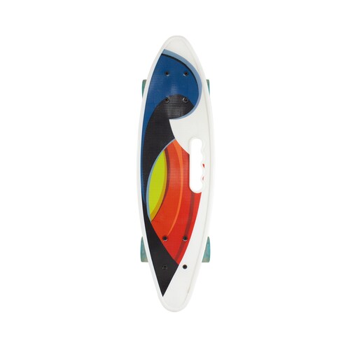 Patineta Skate Penny Surf Agarradera Estampada Ondas Blanco Llantas Luz Led