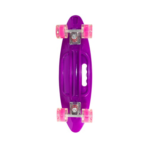 Patineta Skate Penny Surf Agarradera Estampada Abstracto Morado Llantas Luz Led
