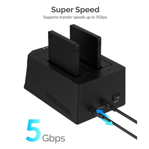Docking USB C Sabrent EC-CH2B 2 Bahias 2.5/3.5/SSD Clonador