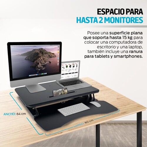 Escritorio de Pie para Computadora de Altura Ajustable Standing Desk Redlemon