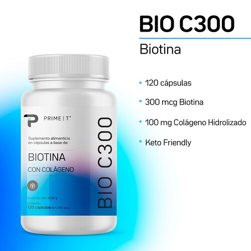 Biotina BIO C300 Primetech 120 cápsulas de 340 g