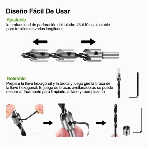 Kit Taladro Avellanador De Paso Redondo Broca Accesorios 26 Pcs