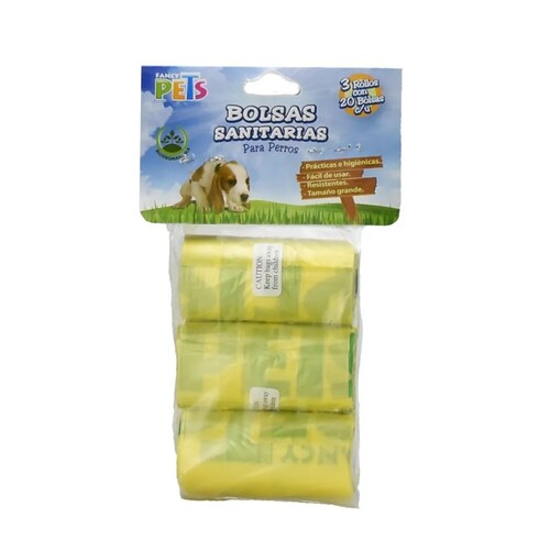 60 Bolsas (3 Rollos) Biodegradables Popó Perro Poop Bags
