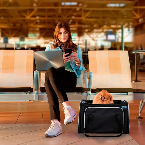 Transportadora Maleta y/o Mochila para Mascotas Pet Boutique Plegable, Expandible y con Ventilación, ideal para viajes en avión, coche o paseos