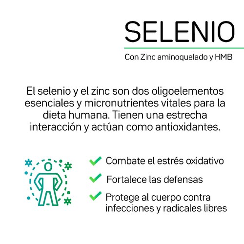 SELENIO SEL-Z100 con Zinc y HMB, en cápsulas de 280 mg