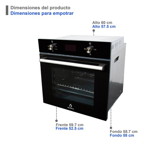 Horno Eléctrico Con Convección Empotrable Supra 56l Negro