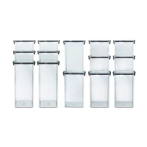 Set 14 Contenedores Herméticos Para Almacenamiento de Alimentos Cocina Tv Ofertas Transparente Tapa con broches de seguridad