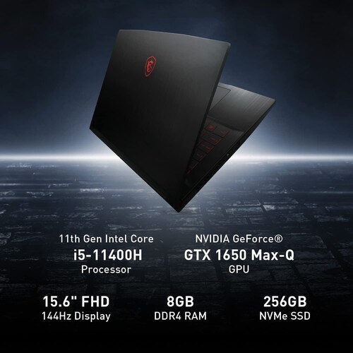 MSI GV15 15.6" 144Hz Laptop para Juegos: Intel Core i5-11400H GTX 1650 8GB 256GB NVMe SSD, Wi-Fi 6, USB Tipo C, inmersión de Audio Nahimic 3, Win 11: Negro 11SC-633