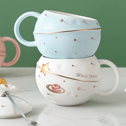 Taza De Café Con Diseño De Planeta Kawaii