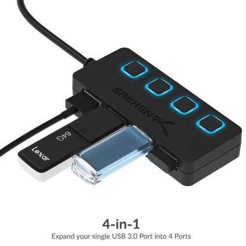 HUB SABRNT HB-UMLS  4 puertos USB 2.0 Interruptores Alimentación