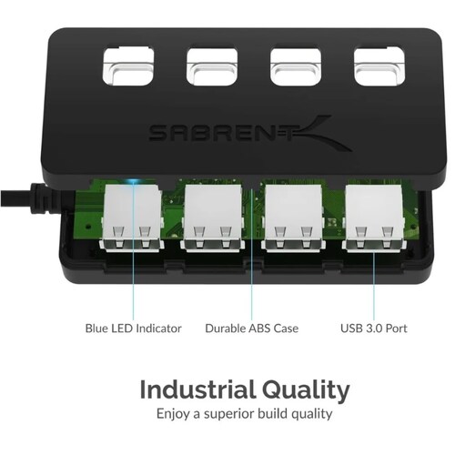 HUB SABRNT HB-UMLS  4 puertos USB 2.0 Interruptores Alimentación